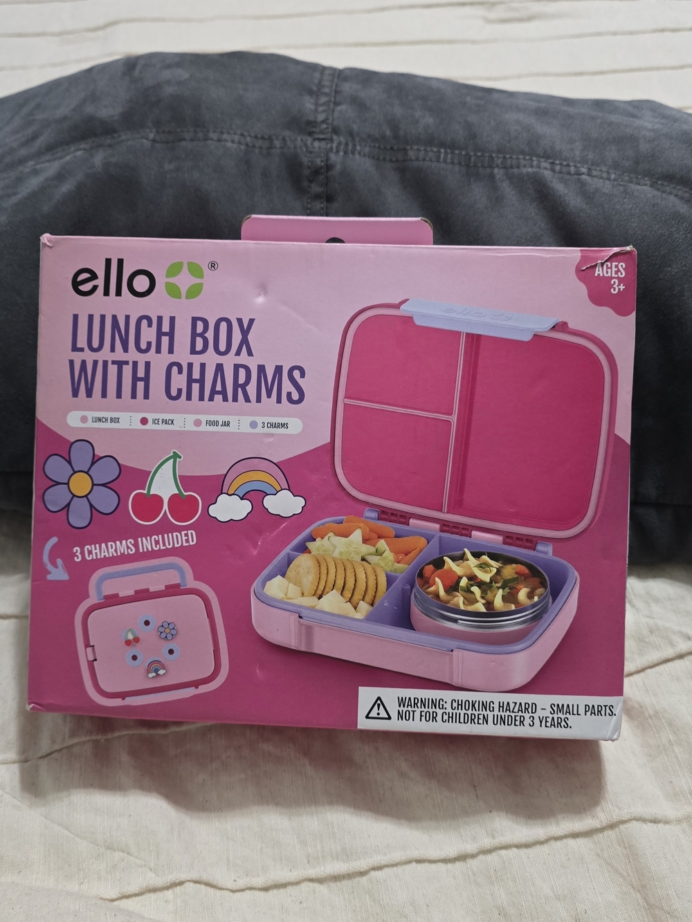 ello Pink Kids Lunch Box with Charms (Brand New)
